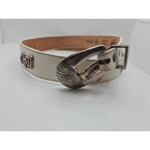 Vintage Silver Creek Collection White Leather Belt Southwestern Art Vintage 30